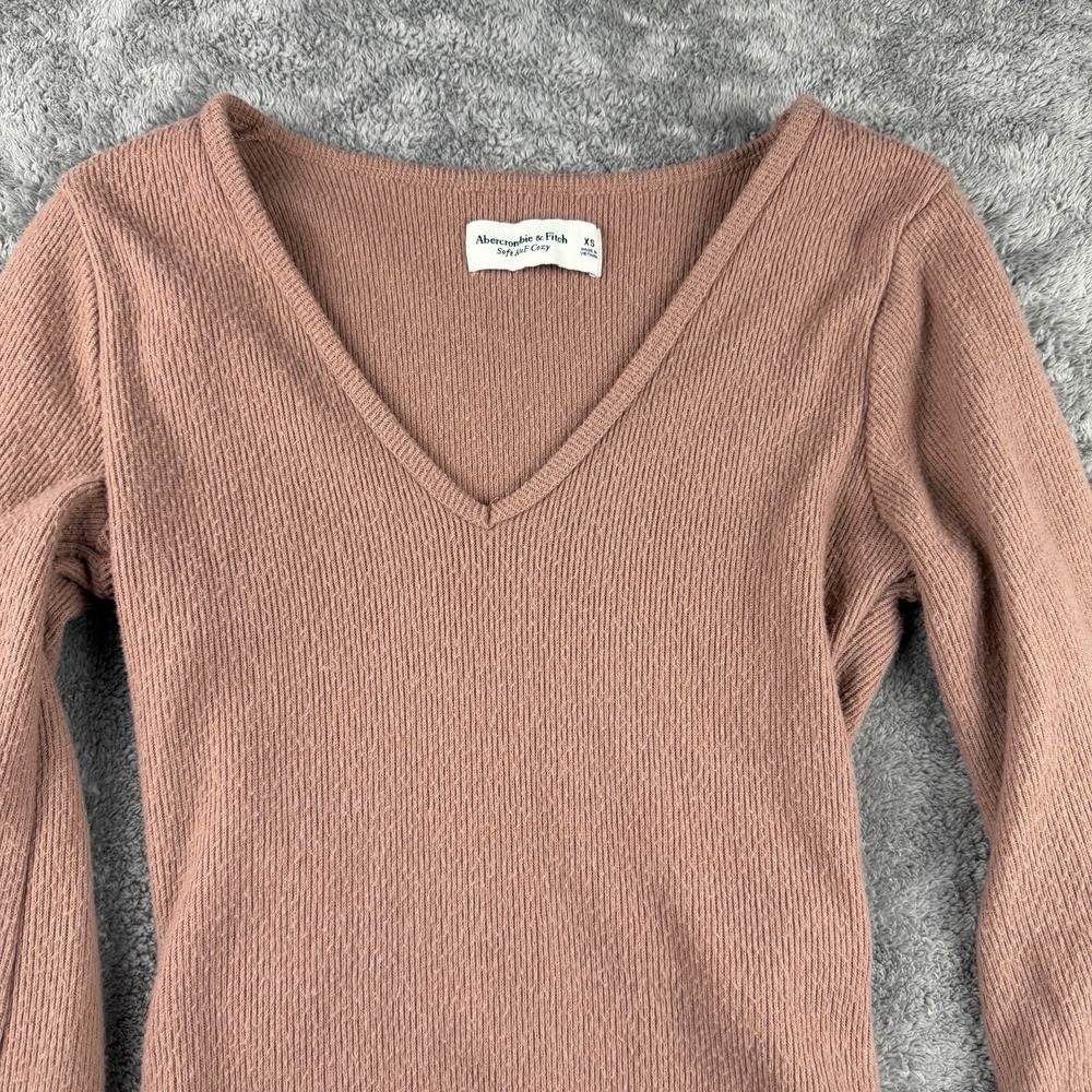 Vtg Abercrombie & Fitch Soft Cozy Sweater Bodysuit Womens XS Brown V-Neck - Picture 3 of 16